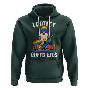 Protect Queer Kids Hoodie Gnome Ally LGBT Pride History Month Support TS02 Dark Forest Green Printyourwear
