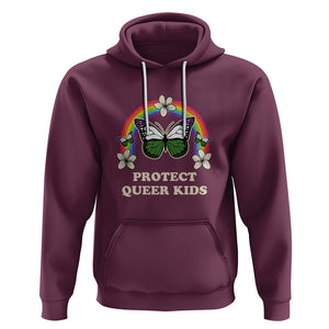 Protect Queer Kids Hoodie Butterfly Ally LGBT Pride History Month Support TS02 Maroon Printyourwear