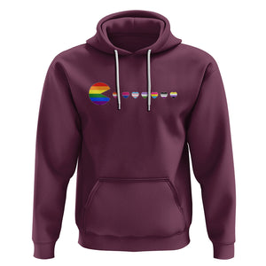 Funny LGBT Pride Hoodie Video Game Pie Eating LGBTQ Flag TS02 Maroon Printyourwear