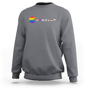 Funny LGBT Pride Sweatshirt Video Game Pie Eating LGBTQ Flag TS02 Charcoal Printyourwear