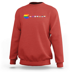 Funny LGBT Pride Sweatshirt Video Game Pie Eating LGBTQ Flag TS02 Red Printyourwear