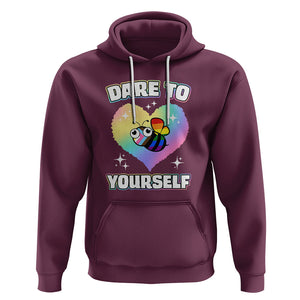 LGBT Cute Bee Hoodie Dare To Be Yourself LGBTQIA Gay Pride Flag TS02 Maroon Printyourwear