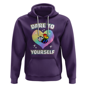 LGBT Cute Bee Hoodie Dare To Be Yourself LGBTQIA Gay Pride Flag TS02 Purple Printyourwear