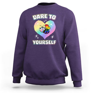 LGBT Cute Bee Sweatshirt Dare To Be Yourself LGBTQIA Gay Pride Flag TS02 Purple Printyourwear