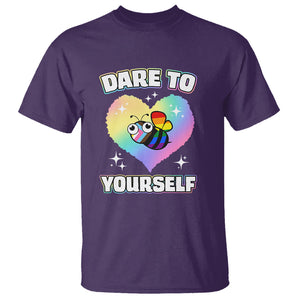 LGBT Cute Bee T Shirt Dare To Be Yourself LGBTQIA Gay Pride Flag TS02 Purple Printyourwear