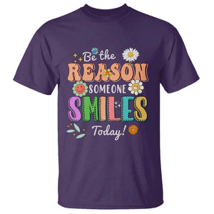 Mental Health T Shirt Be The Reason Someone Smiles Today Mental Health Matters Positive Quotes Retro Groovy TS02 Purple Print Your Wear