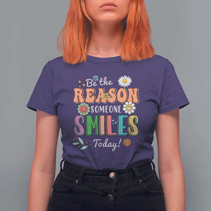 Mental Health T Shirt For Women Be The Reason Someone Smiles Today Mental Health Matters Positive Quotes Retro Groovy TS02 Purple Print Your Wear