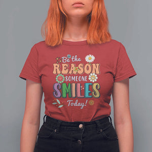 Mental Health T Shirt For Women Be The Reason Someone Smiles Today Mental Health Matters Positive Quotes Retro Groovy TS02 Red Print Your Wear