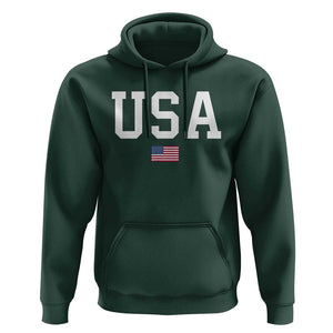 USA Hoodie Patriotic American Flag TS02 Dark Forest Green Print Your Wear