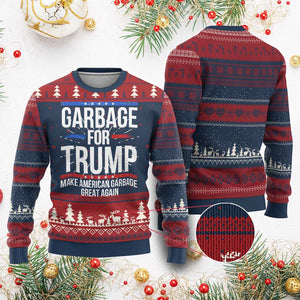 Garbage For Trump 2024 Ugly Christmas Sweater Make American Garbage Great Again TS02 Burgundy Print Your Wear