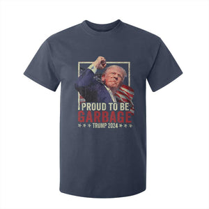 Garbage For Trump 2024 T Shirt For Kid Proud To Be Garbage Donald Raised Fist TS02 Navy Print Your Wear