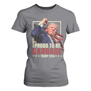 Garbage For Trump 2024 T Shirt For Women Proud To Be Garbage Donald Raised Fist TS02 Charcoal Print Your Wear