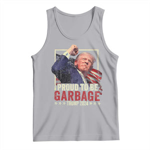 Garbage For Trump 2024 Tank Top Proud To Be Garbage Donald Raised Fist TS02 Athletic Heather Print Your Wear
