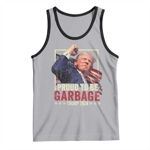 Garbage For Trump 2024 Tank Top Proud To Be Garbage Donald Raised Fist TS02 Athletic Heather Black Print Your Wear