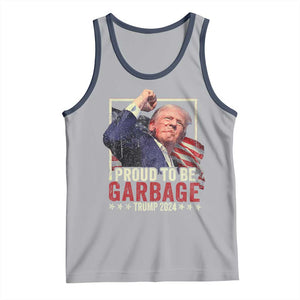 Garbage For Trump 2024 Tank Top Proud To Be Garbage Donald Raised Fist TS02 Athletic Heather Navy Print Your Wear