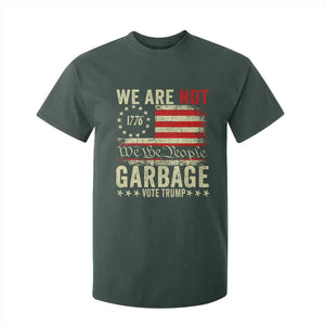 Garbage For Trump 2024 T Shirt For Kid We Are Not Garbage We The People American Flag TS02 Dark Forest Green Print Your Wear