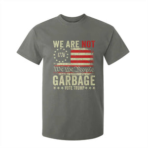 Garbage For Trump 2024 T Shirt For Kid We Are Not Garbage We The People American Flag TS02 Military Green Print Your Wear
