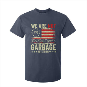 Garbage For Trump 2024 T Shirt For Kid We Are Not Garbage We The People American Flag TS02 Navy Print Your Wear