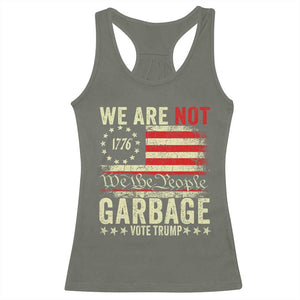 Garbage For Trump 2024 Racerback Tank Top We Are Not Garbage We The People American Flag TS02 Military Green Print Your Wear