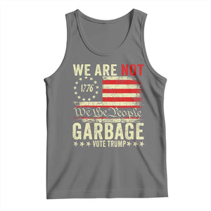 Garbage For Trump 2024 Tank Top We Are Not Garbage We The People American Flag TS02 Black Heather Print Your Wear