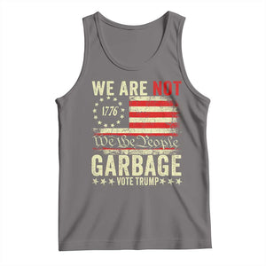 Garbage For Trump 2024 Tank Top We Are Not Garbage We The People American Flag TS02 Deep Heather Print Your Wear