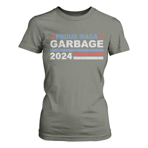 Proud Garbage 2024 T Shirt For Women Vote Trump for President Election TS02 Military Green Print Your Wear