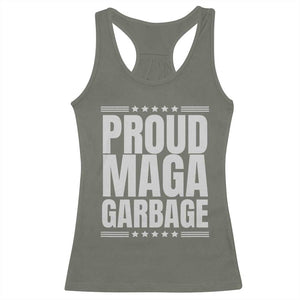Proud Garbage 2024 Racerback Tank Top Vote Trump for President TS02 Military Green Print Your Wear