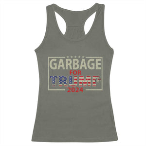 Garbage For Trump 2024 Racerback Tank Top 47th President American Flag TS02 Military Green Print Your Wear