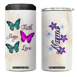 Faith Hope Love Butterfly 4 in 1 Can Cooler Tumbler Personalized TS04 One Size: 16 oz Multicolor Print Your Wear