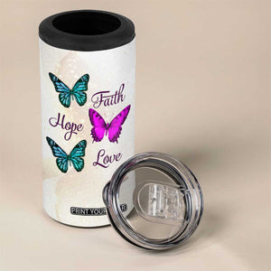 Faith Hope Love Butterfly 4 in 1 Can Cooler Tumbler Personalized TS04 Print Your Wear