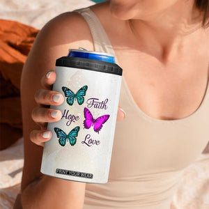 Faith Hope Love Butterfly 4 in 1 Can Cooler Tumbler Personalized TS04 Print Your Wear