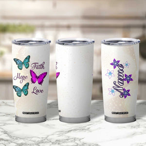 Faith Hope Love Butterfly Tumbler Cup Personalized TS04 Print Your Wear