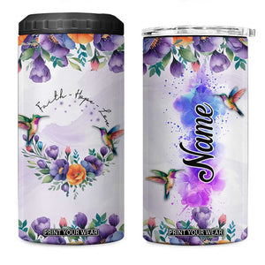 Hummingbird Faith Personalized 4 in 1 Can Cooler Tumbler Personalized TS04 One Size: 16 oz Multicolor Print Your Wear
