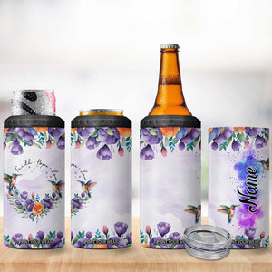Hummingbird Faith Personalized 4 in 1 Can Cooler Tumbler Personalized TS04 Print Your Wear