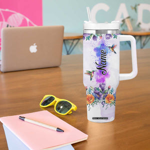 Hummingbird Faith Personalized Tumbler With Handle Personalized TS04 Print Your Wear