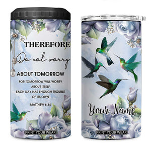 Hummingbird Faith 4 in 1 Can Cooler Tumbler Personalized TS04 One Size: 16 oz Multicolor Print Your Wear