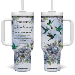 Hummingbird Faith Tumbler With Handle Personalized TS04 One Size: 40 oz Multicolor Print Your Wear