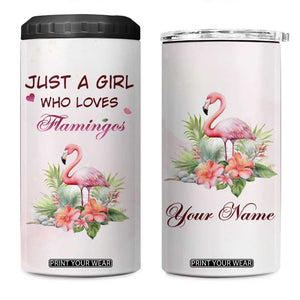 Just A Girl Who Loves Flamingos 4 in 1 Can Cooler Tumbler Personalized TS04 One Size: 16 oz Multicolor Print Your Wear