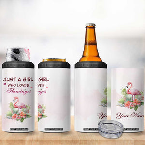 Just A Girl Who Loves Flamingos 4 in 1 Can Cooler Tumbler Personalized TS04 Print Your Wear