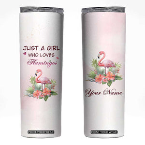 Just A Girl Who Loves Flamingos Skinny Tumbler Personalized TS04 Multicolor Print Your Wear