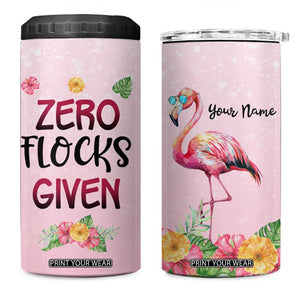 Flamingo Zero Flocks Given 4 in 1 Can Cooler Tumbler Personalized TS04 One Size: 16 oz Multicolor Print Your Wear
