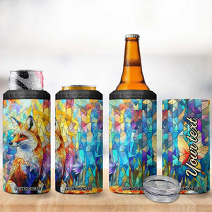 Fox Colorful Crystal Mosaic 4 in 1 Can Cooler Tumbler Personalized TS04 Print Your Wear