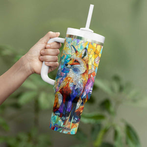 Fox Colorful Crystal Mosaic Tumbler With Handle Personalized TS04 Print Your Wear