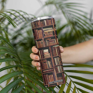 Vintage Book Pattern Skinny Tumbler Personalized TS04 Print Your Wear