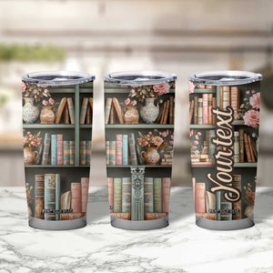 Bookshelf Floral Pattern Tumbler Cup Personalized TS04 Print Your Wear