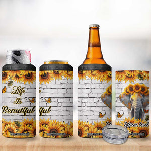 Life Is Beautiful Lovely Elephant 4 in 1 Can Cooler Tumbler Personalized TS04 Print Your Wear