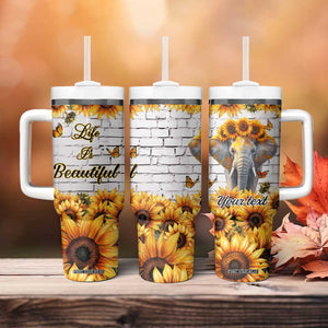 Life Is Beautiful Lovely Elephant Tumbler With Handle Personalized TS04 Print Your Wear