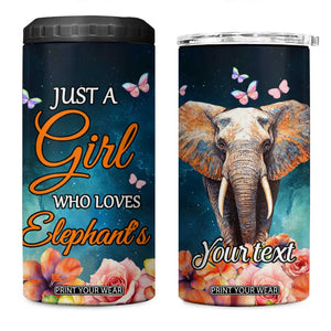 Just A Girl Who Loves Elephants 4 in 1 Can Cooler Tumbler Personalized TS04 One Size: 16 oz Multicolor Print Your Wear