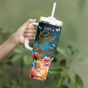 Just A Girl Who Loves Elephants Tumbler With Handle Personalized TS04 Print Your Wear