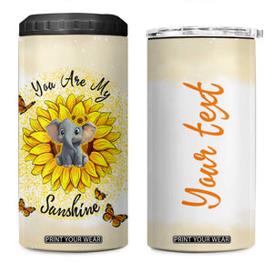 You Are My Sunshine Elephant Sunflower 4 in 1 Can Cooler Tumbler Personalized TS04 One Size: 16 oz Multicolor Print Your Wear